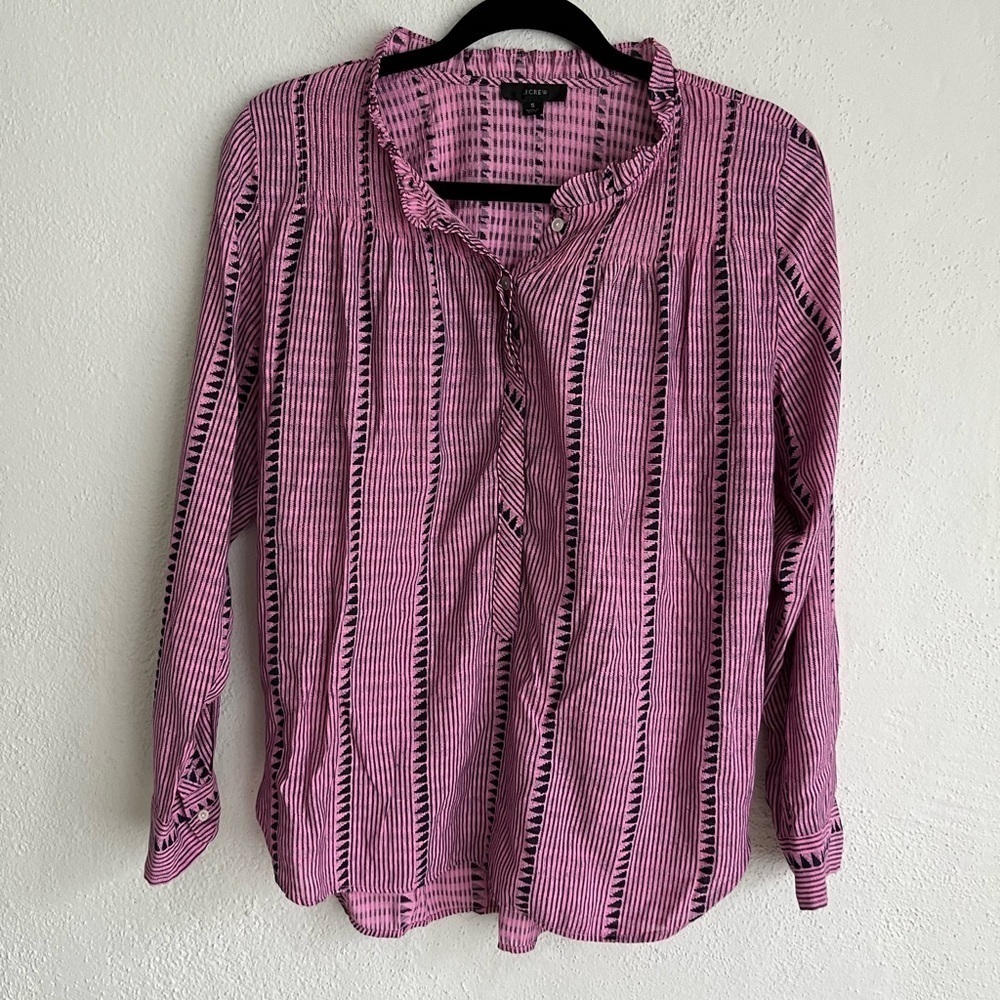J. Crew  Woman Purple Long Sleeve Bottom Down Shirt, Size Small